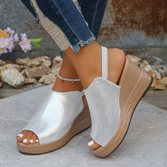 Amelia | Elastic Slingback Wedge