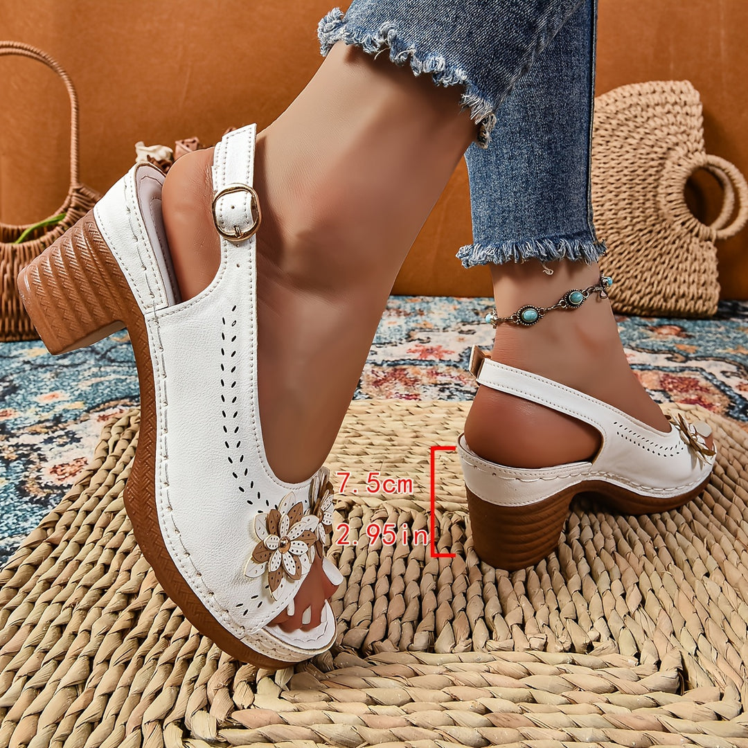 Melina | Applique Block Slingback