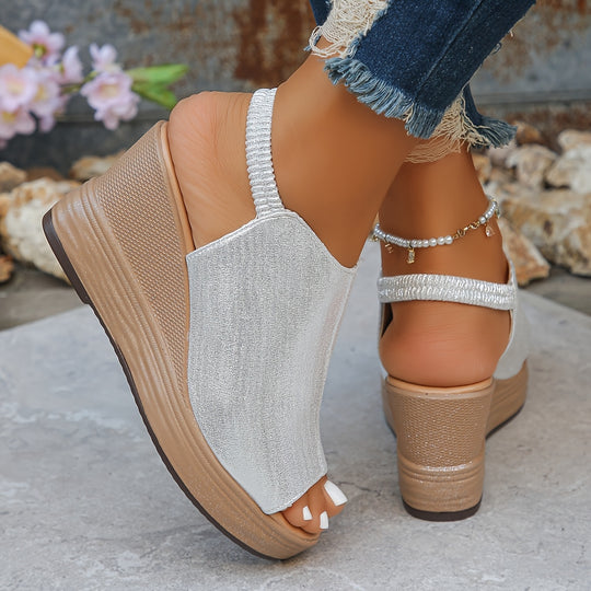 Amelia | Elastic Slingback Wedge