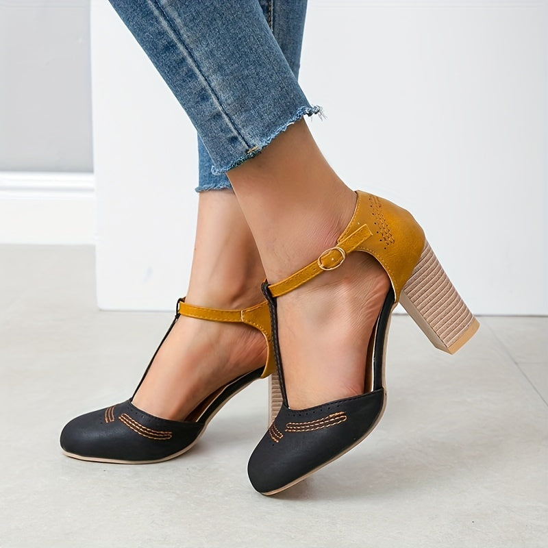 Angelina | T-Strap Block Heel