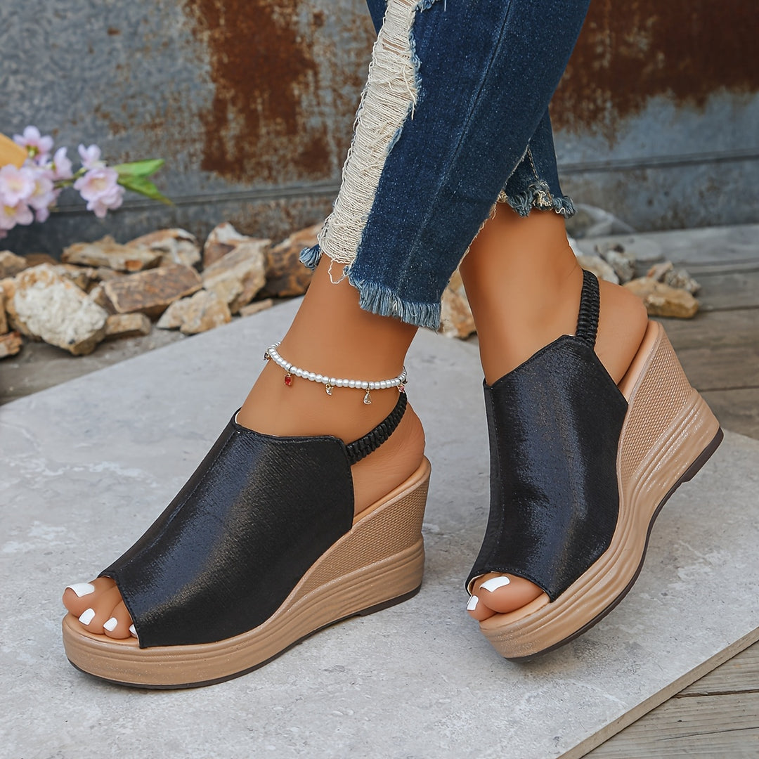Amelia | Elastic Slingback Wedge