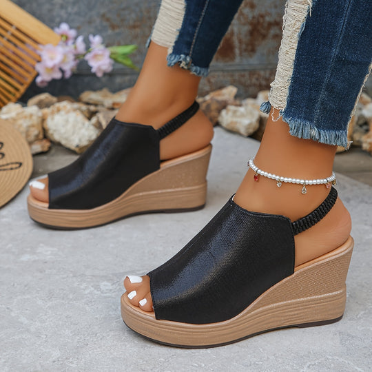 Amelia | Elastic Slingback Wedge