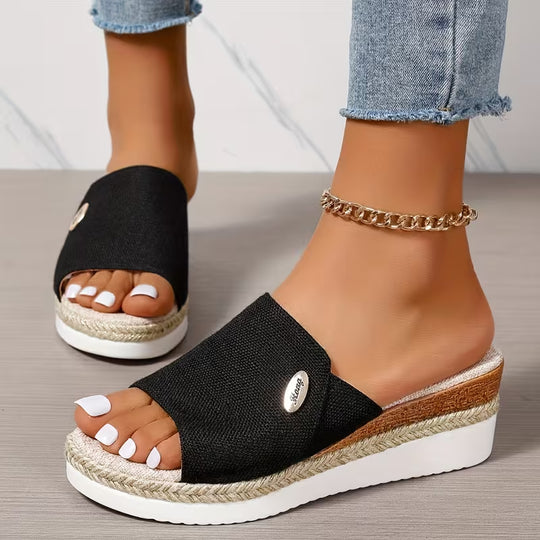 Mirelba | Linen Platform Slide