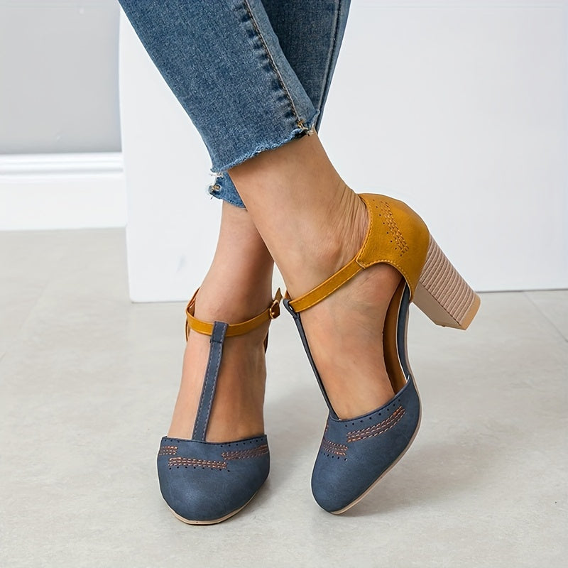 Angelina | T-Strap Block Heel