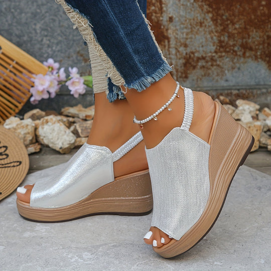 Amelia | Elastic Slingback Wedge