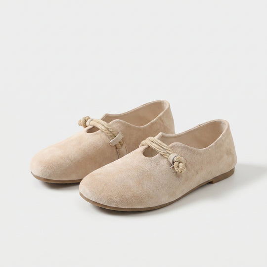 Alina | Suede Slip-On Flats with Cord Detail