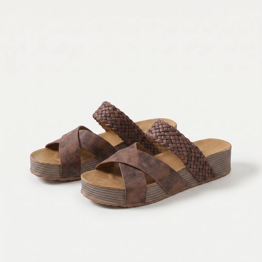Celestina | Woven Cross Strap Slide