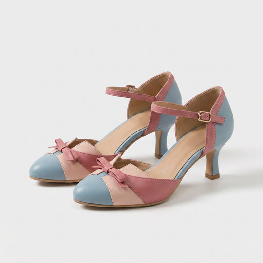 Isotta | Vintage Leather Bow Ankle-Strap Heels