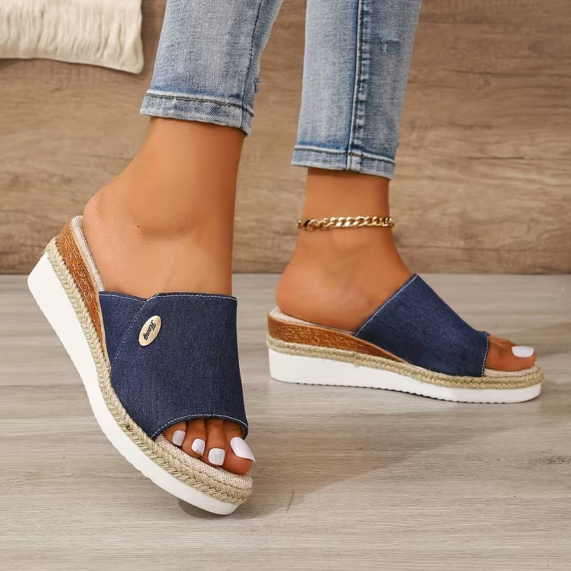 Mirelba | Linen Platform Slide