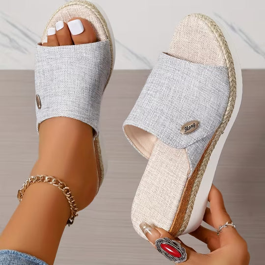 Mirelba | Linen Platform Slide