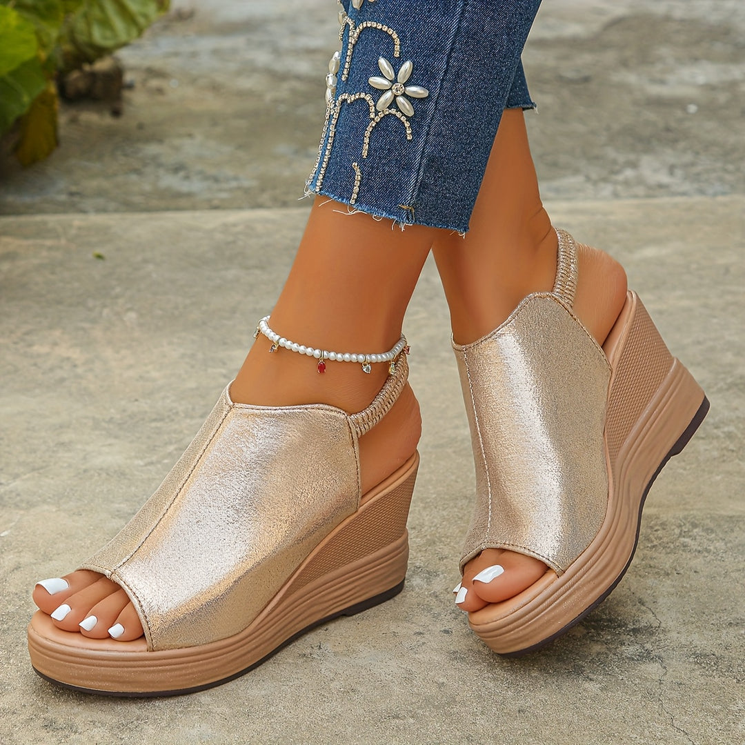 Amelia | Elastic Slingback Wedge