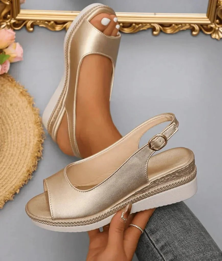 Teodora | Cushioned Peep-Toe Wedge Sandals