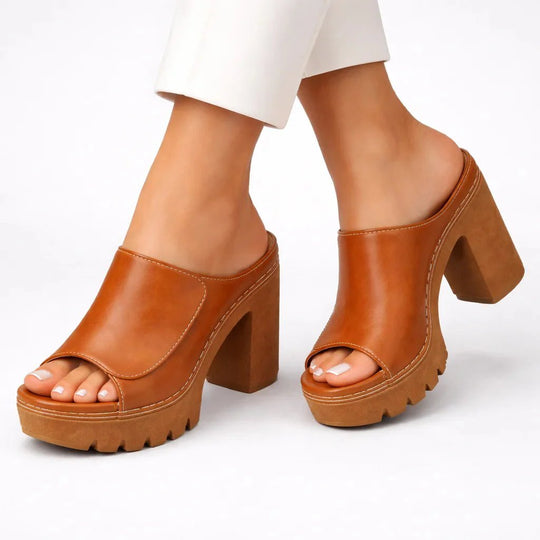Roselma | Chunky Block Heel Platform Mules