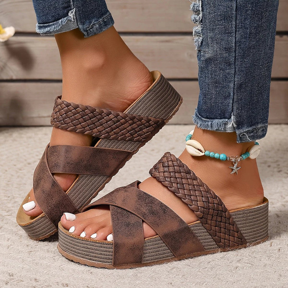 Celestina | Woven Cross Strap Slide