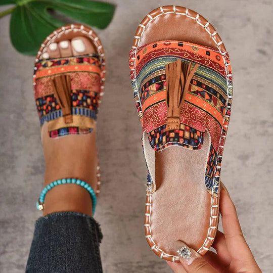 Carmina | Boho Tassel Cushioned Slide Sandals