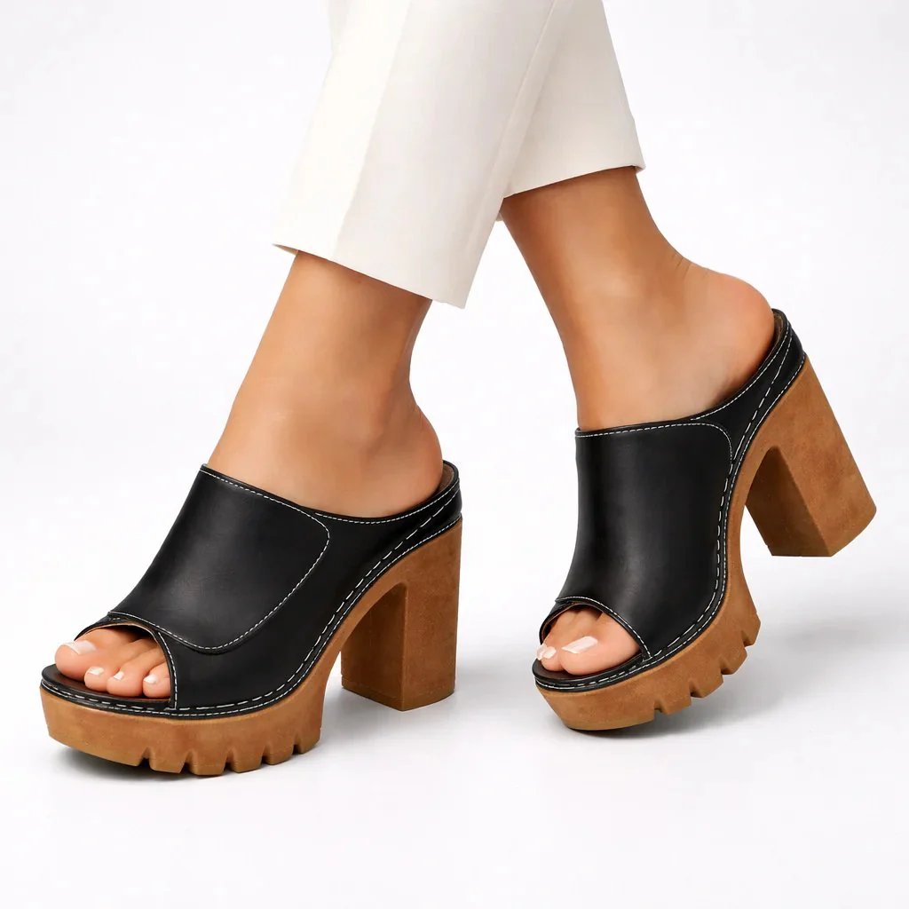 Roselma | Chunky Block Heel Platform Mules