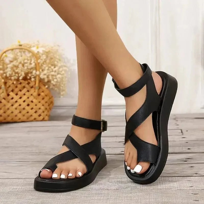 Simonetta | Arch Support Leather Platform Sandals