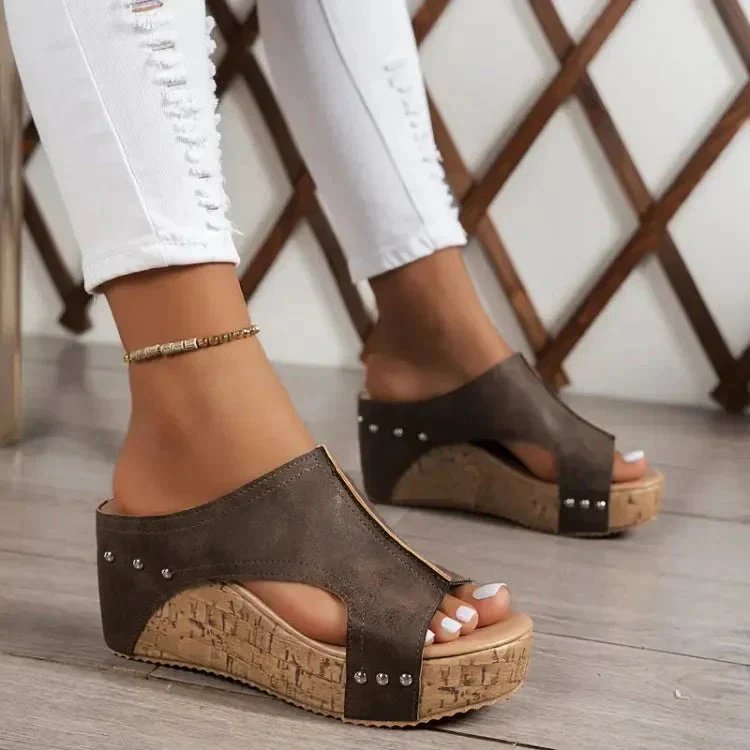 Fabiola | Arch Support Cork Wedge Sandals