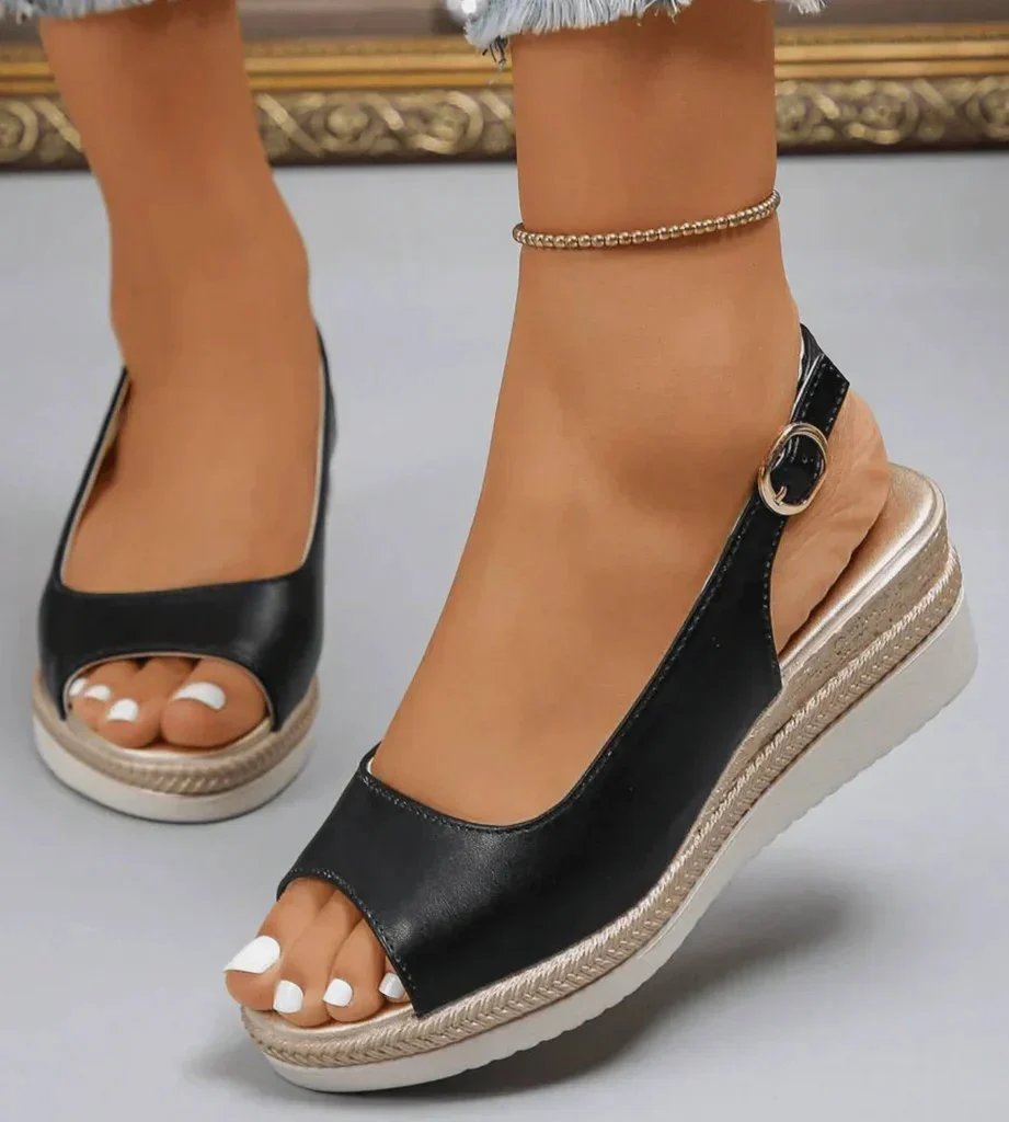 Teodora | Cushioned Peep-Toe Wedge Sandals