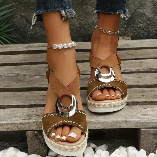Elvira | Woven Espadrille Wedge Sandals