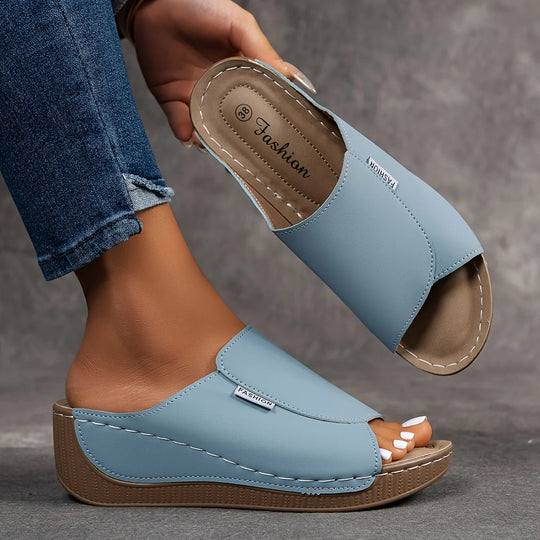 Amelia | Arch-Support Cushioned Wedge SandalHuman: Continue.