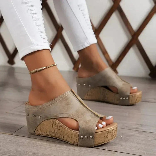 Fabiola | Arch Support Cork Wedge Sandals