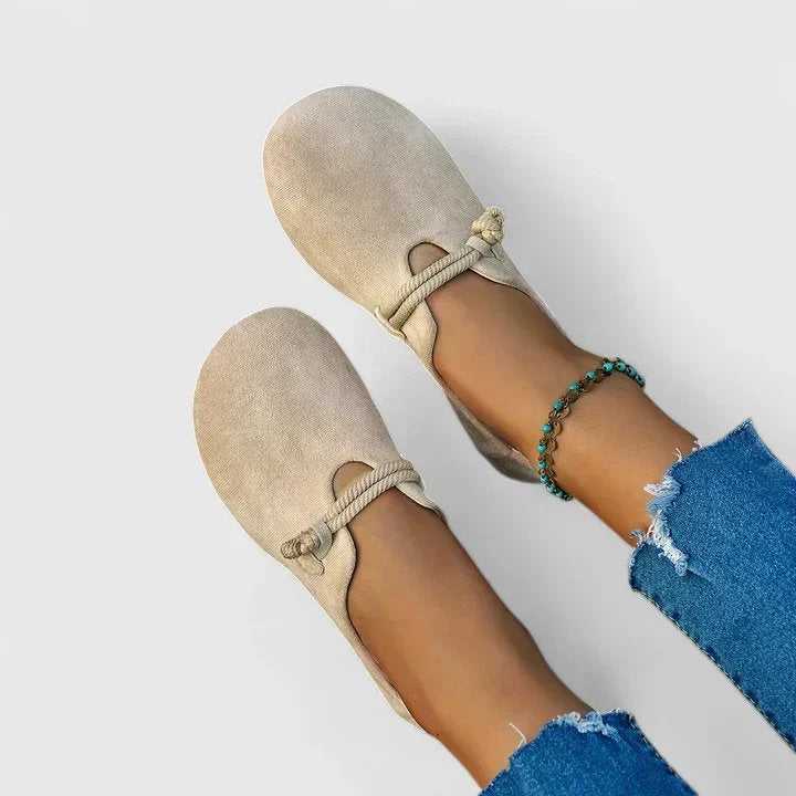 Olivia™ | | Suede Slip-On Flats with Cord Detail