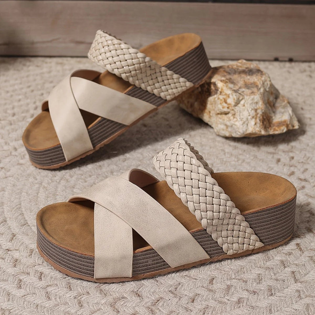 Celestina | Woven Cross Strap Slide