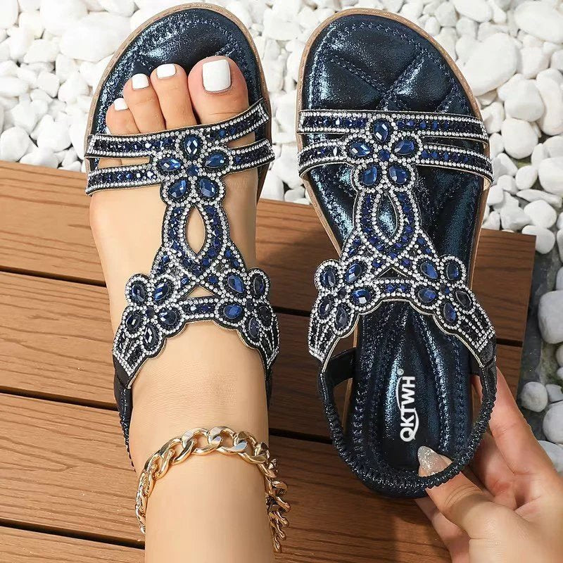 Romilda | Rhinestone Embellished Flat Sandals