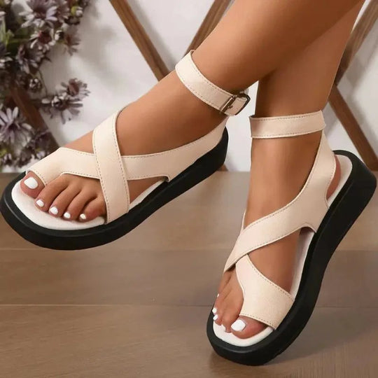 Simonetta | Arch Support Leather Platform Sandals