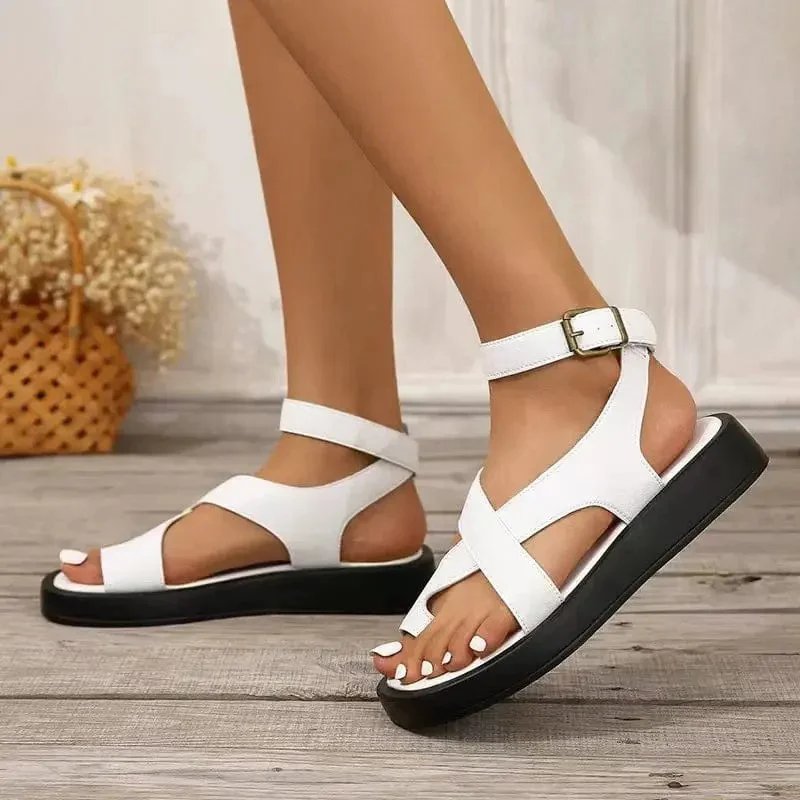 Simonetta | Arch Support Leather Platform Sandals