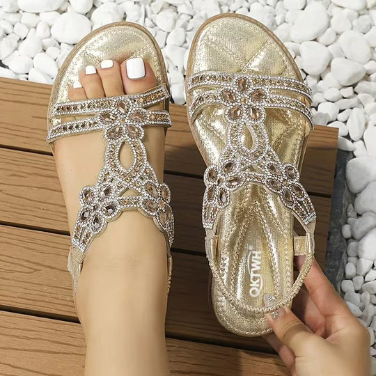 Romilda | Rhinestone Embellished Flat Sandals