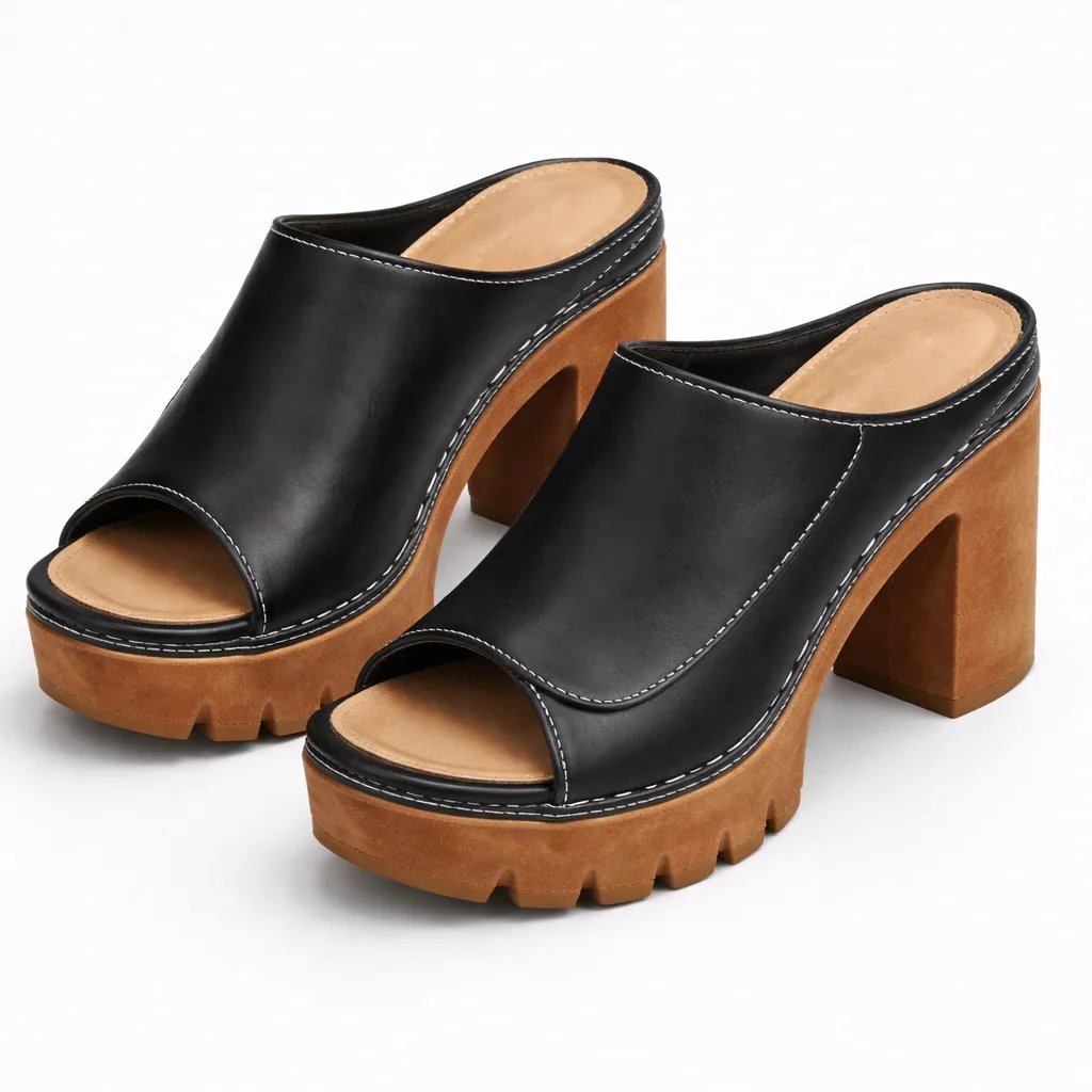 Roselma | Chunky Block Heel Platform Mules
