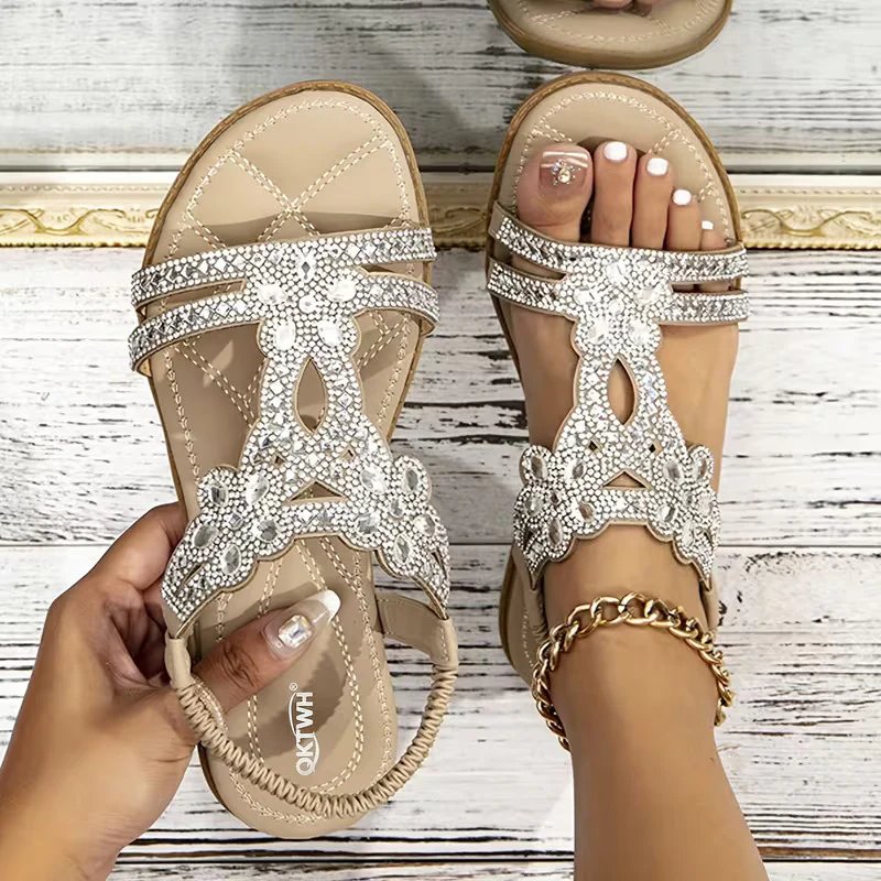 Romilda | Rhinestone Embellished Flat Sandals
